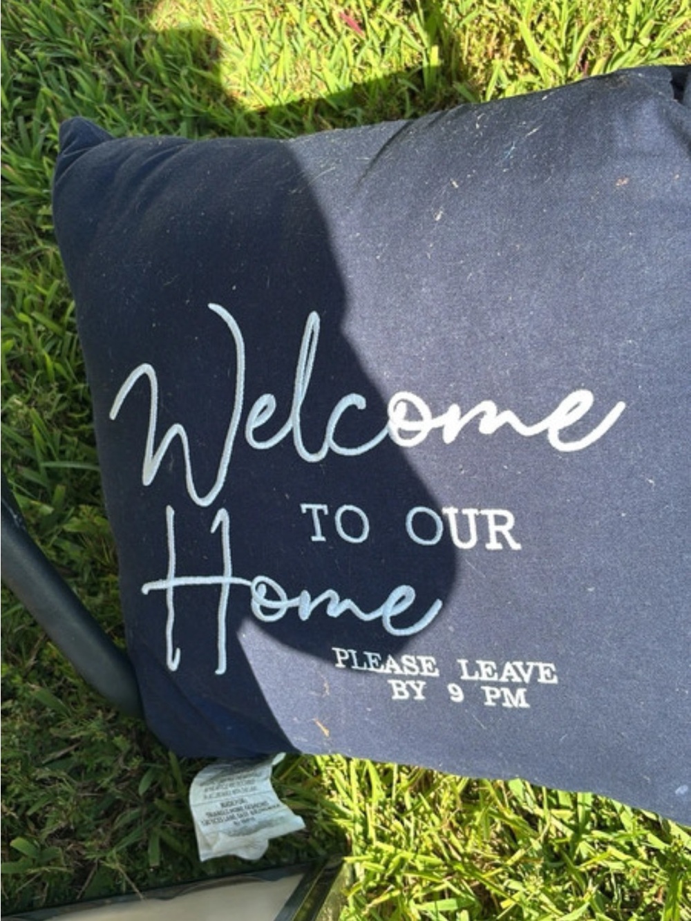 Home Accents "Welcome to Our Home" Navy Accent Pillow by